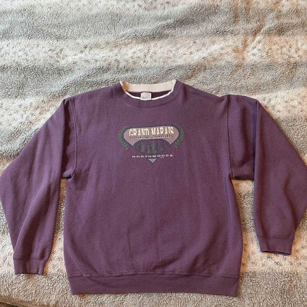 Purple double collared crew neck